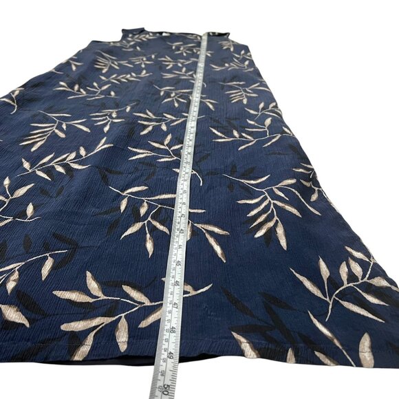 Vtg Jennifer Moore Silk Fall Floral Print Sleeveless Maxi Dress Navy 6 Grunge - Picture 8 of 10